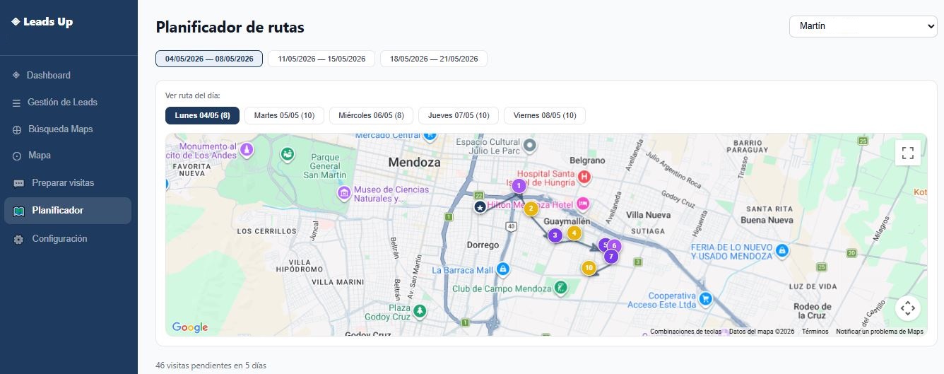 Planificador de rutas semanal